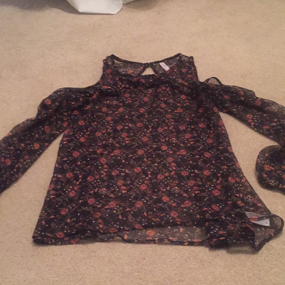 Sheer cold shoulder top